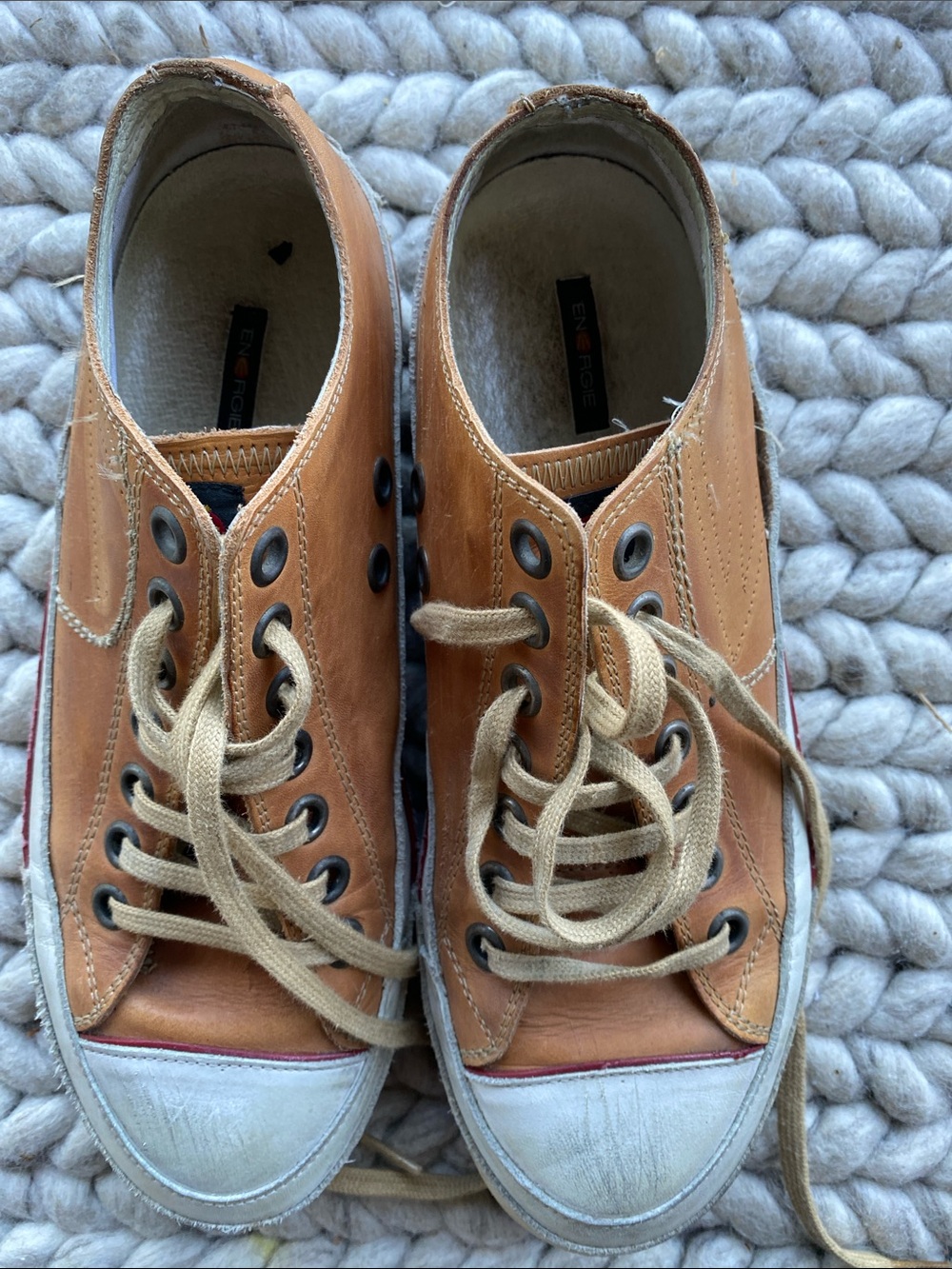 Energie Men's Tan Leather Lace-Up Sneakers